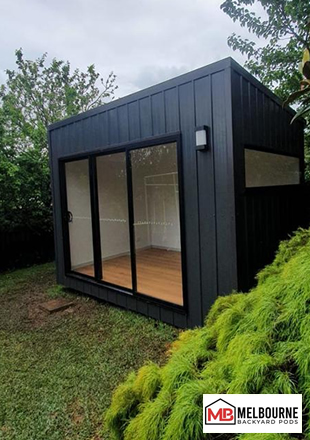 Home office pod in Box Hill with timber cladding